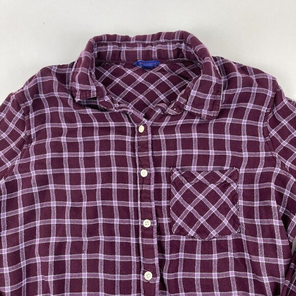 Aeropostale Button Up Shirt Womens Large Red Plaid Long Sleeve Pocket - Picture 3 of 9
